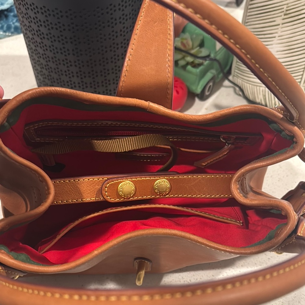 Dooney & Bourke Florentine Brown and Gold Shoulder Bag with Leather and Tassels - Picture 4 of 4